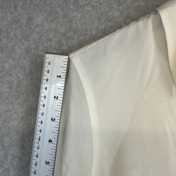 DKNY Foundation Shirt Womens Small Ivory 100% Polyester Button Down Long Sleeve - Picture 8 of 13